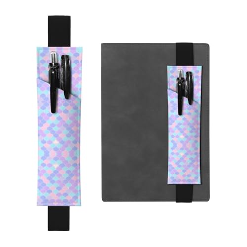LLKGOT Leder-Stifthalter, Lesezeichen, Meerjungfrauen-Tattoo-Druck für Hardcover-Tagebücher, Tagebücher, Planer, verstellbarer Riemen von LLKGOT