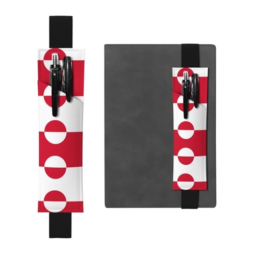 LLKGOT Leder-Stifthalter, Lesezeichen, Motiv Grönland-Flagge, Druck für gebundene Tagebücher, Planer, verstellbarer Riemen von LLKGOT
