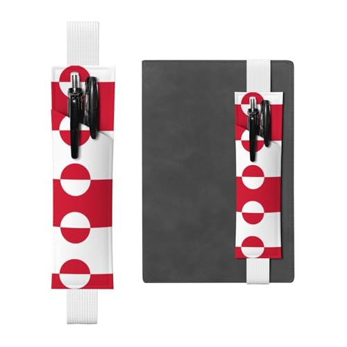 LLKGOT Leder-Stifthalter, Lesezeichen, Motiv Grönland-Flagge, Druck für gebundene Tagebücher, Planer, verstellbarer Riemen von LLKGOT
