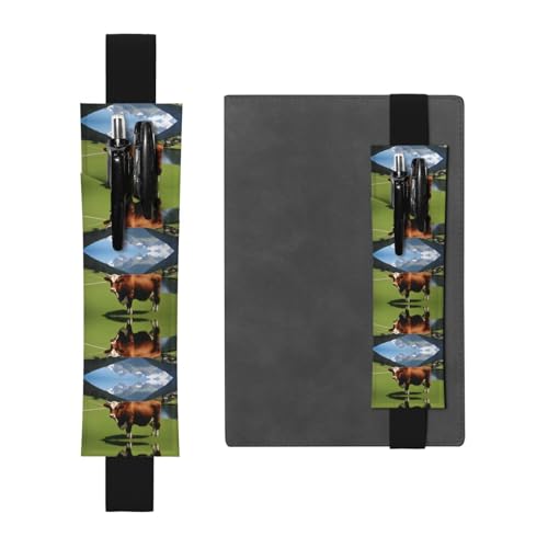 LLKGOT Leder-Stifthalter, Lesezeichen, echte Schweizer Kuh, brauner Druck, für Hardcover-Tagebücher, Tagebücher, Planer, verstellbarer Riemen LLKGOT Leder-Stifthalter, Lesezeichen, echte Schweizer Kuh, brauner Druck, für Hardcover-Tagebücher, Tagebücher, Planer, verstellbarer Riemen von LLKGOT