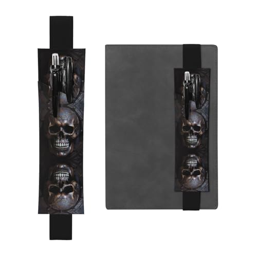 LLKGOT Leder-Stifthalter, Lesezeichen, kupferfarbener Totenkopf-Druck, für Hardcover-Tagebücher, Tagebücher, Planer, verstellbarer Riemen LLKGOT Leder-Stifthalter, Lesezeichen, kupferfarbener Totenkopf-Druck, für Hardcover-Tagebücher, Tagebücher, Planer, verstellbarer Riemen von LLKGOT