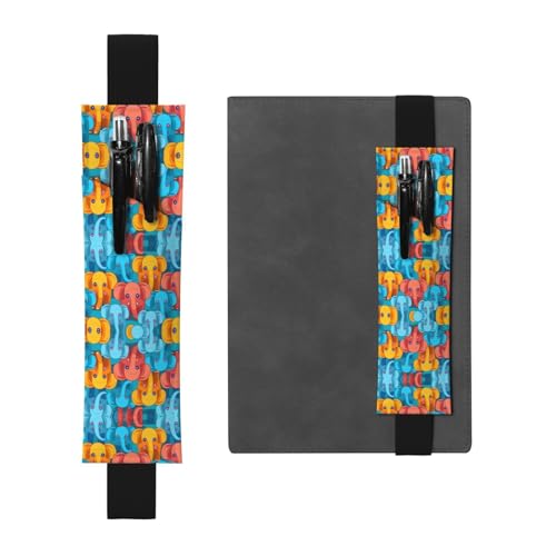 LLKGOT Leder-Stifthalter, Lesezeichen, mehrfarbig, Cartoon-Elefanten-Druck, für Hardcover-Tagebücher, Tagebücher, Planer, verstellbarer Riemen LLKGOT Leder-Stifthalter, Lesezeichen, mehrfarbig, Cartoon-Elefanten-Druck, für Hardcover-Tagebücher, Tagebücher, Planer, verstellbarer Riemen von LLKGOT