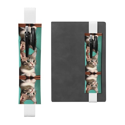 LLKGOT Leder-Stifthalter, Lesezeichen, neugierige Katze, bedruckt, für gebundene Tagebücher, Planer, verstellbarer Riemen LLKGOT Leder-Stifthalter, Lesezeichen, neugierige Katze, bedruckt, für gebundene Tagebücher, Planer, verstellbarer Riemen von LLKGOT