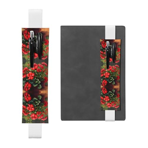 LLKGOT Leder-Stifthalter, Lesezeichen, rote Geranien, Druck für Hardcover-Tagebücher, Tagebücher, Planer, verstellbarer Riemen LLKGOT Leder-Stifthalter, Lesezeichen, rote Geranien, Druck für Hardcover-Tagebücher, Tagebücher, Planer, verstellbarer Riemen von LLKGOT