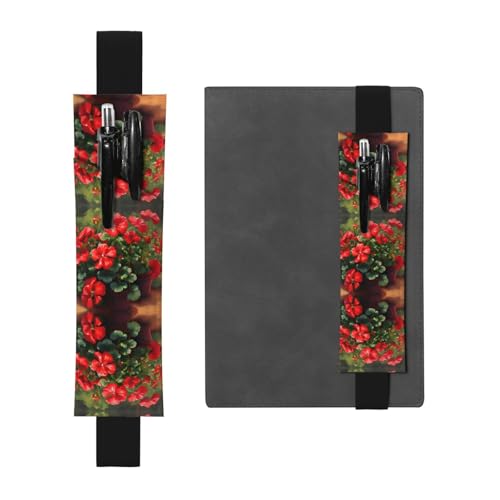 LLKGOT Leder-Stifthalter, Lesezeichen, rote Geranien, Druck für Hardcover-Tagebücher, Tagebücher, Planer, verstellbarer Riemen LLKGOT Leder-Stifthalter, Lesezeichen, rote Geranien, Druck für Hardcover-Tagebücher, Tagebücher, Planer, verstellbarer Riemen von LLKGOT