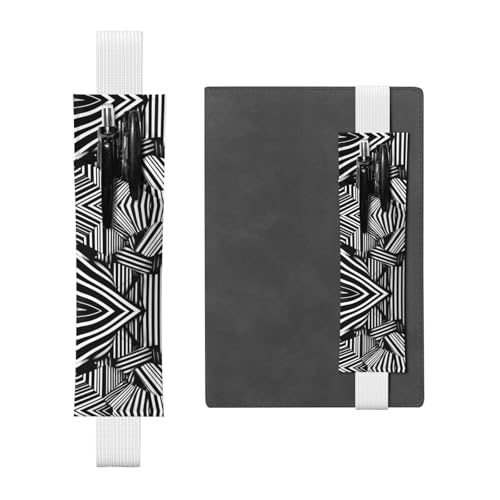 LLKGOT Leder-Stifthalter, Lesezeichen, schwarz und weiß, geometrische Linien, Druck für Hardcover-Tagebücher, Tagebücher, Planer, verstellbarer Riemen LLKGOT Leder-Stifthalter, Lesezeichen, schwarz und weiß, geometrische Linien, Druck für Hardcover-Tagebücher, Tagebücher, Planer, verstellbarer Riemen von LLKGOT