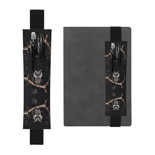 LLKGOT Leder-Stifthalter, Lesezeichen, späte Nacht, Eulen-Druck für Hardcover-Tagebücher, Tagebücher, Planer, verstellbarer Riemen LLKGOT Leder-Stifthalter, Lesezeichen, späte Nacht, Eulen-Druck für Hardcover-Tagebücher, Tagebücher, Planer, verstellbarer Riemen von LLKGOT