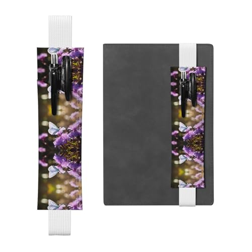 LLKGOT Leder-Stifthalter, Lesezeichen, violette Blumen und Schmetterlinge, Druck für Hardcover-Tagebücher, Tagebücher, Planer, verstellbarer Riemen LLKGOT Leder-Stifthalter, Lesezeichen, violette Blumen und Schmetterlinge, Druck für Hardcover-Tagebücher, Tagebücher, Planer, verstellbarer Riemen von LLKGOT