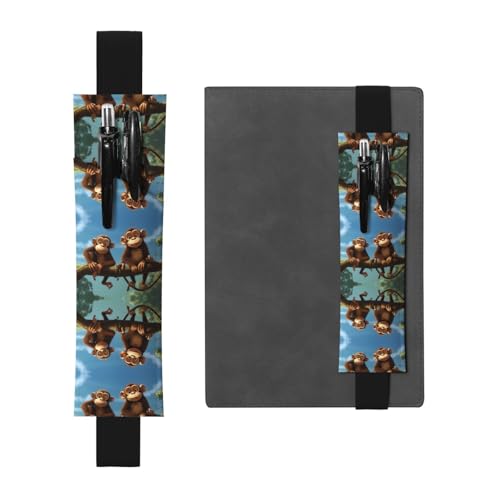 LLKGOT Leder-Stifthalter, Lesezeichen mit zwei Affen bedruckt, für Hardcover-Tagebücher, Tagebücher, Planer, verstellbarer Riemen LLKGOT Leder-Stifthalter, Lesezeichen mit zwei Affen bedruckt, für Hardcover-Tagebücher, Tagebücher, Planer, verstellbarer Riemen von LLKGOT