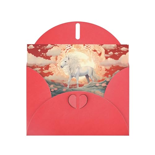 LLKGOT Majestic White Horse Picture Grußkarte – Premium-Perlglanz-Papier, doppelseitiges Perlmutt-Design von LLKGOT
