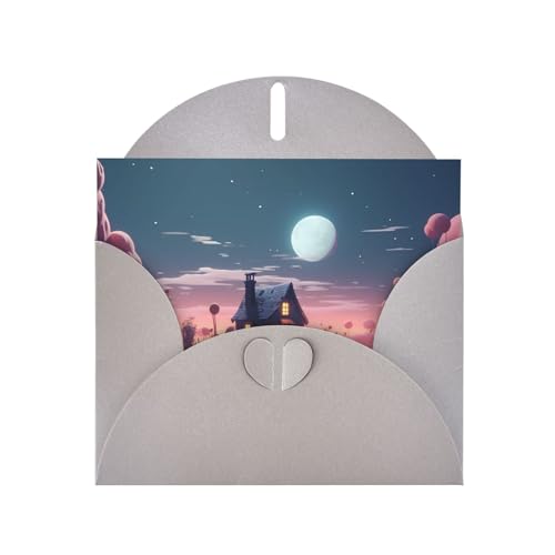 LLKGOT Moonlight Cottage Bilder-Grußkarte – Premium-Perlglanz-Papier, doppelseitiges Perlmutt-Design LLKGOT Moonlight Cottage Bilder-Grußkarte – Premium-Perlglanz-Papier, doppelseitiges Perlmutt-Design von LLKGOT