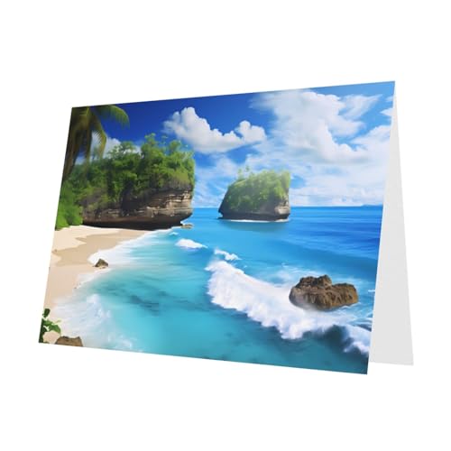LLKGOT Schöne Strandbild-Grußkarte – Premium-Perlglanz-Papier, doppelseitiges Perlmutt-Design LLKGOT Schöne Strandbild-Grußkarte – Premium-Perlglanz-Papier, doppelseitiges Perlmutt-Design von LLKGOT