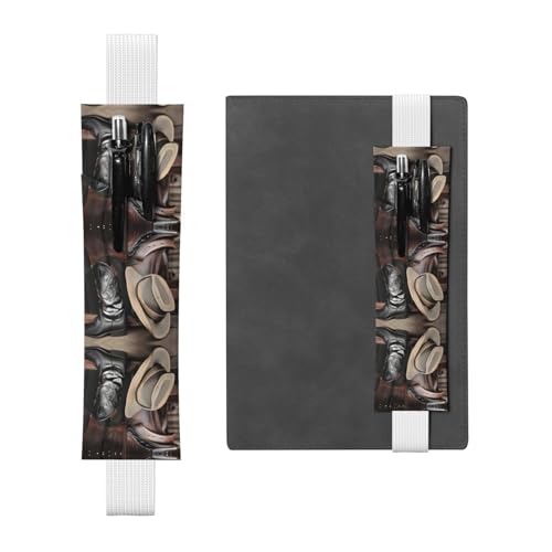 Leder-Stifthalter, Lesezeichen, LLKGOT Cowboy, schwarzer Hut, Westernstiefel, Druck für Hardcover-Tagebücher, Tagebücher, Planer – verstellbarer Riemen Leder-Stifthalter, Lesezeichen, LLKGOT Cowboy, schwarzer Hut, Westernstiefel, Druck für Hardcover-Tagebücher, Tagebücher, Planer – verstellbarer Riemen von LLKGOT