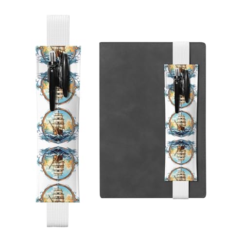 Leder-Stifthalter, Lesezeichen, LLKGOT Segelboot, nautischer Kompass, Druck für Hardcover-Tagebücher, Tagebücher, Planer – verstellbarer Riemen Leder-Stifthalter, Lesezeichen, LLKGOT Segelboot, nautischer Kompass, Druck für Hardcover-Tagebücher, Tagebücher, Planer – verstellbarer Riemen von LLKGOT