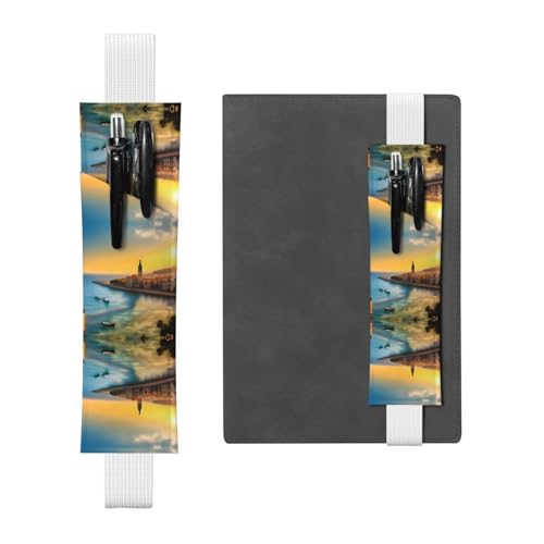 Leder-Stifthalter, Lesezeichen, Motiv: LLKGOT Sonnenuntergang in Barcelona, Druck für Hardcover-Tagebücher, Tagebücher, Planer, verstellbarer Riemen Leder-Stifthalter, Lesezeichen, Motiv: LLKGOT Sonnenuntergang in Barcelona, Druck für Hardcover-Tagebücher, Tagebücher, Planer, verstellbarer Riemen von LLKGOT
