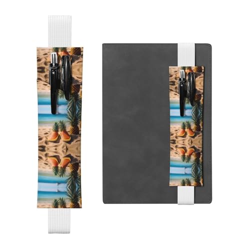 Leder Stifthalter Lesezeichen LLKGOT Ananas Hausschuhe Druck für Hardcover Journals, Tagebücher, Planer - Verstellbarer Riemen Band Tasche von LLKGOT