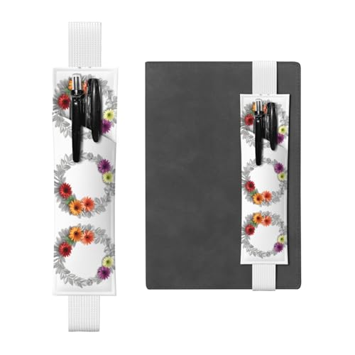 Leder Stifthalter Lesezeichen LLKGOT Chrysantheme Kranz Druck für Hardcover Journals, Tagebücher, Planer - Verstellbarer Riemen Band Tasche von LLKGOT