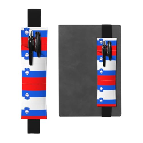 Leder Stifthalter Lesezeichen LLKGOT Flagge Slowenien Druck für Hardcover Journals, Tagebücher, Planer - Verstellbarer Riemen Band Tasche von LLKGOT