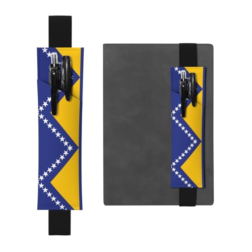 Leder Stifthalter Lesezeichen LLKGOT Flagge von Bosnien und Herzegowina Druck für Hardcover Journals, Tagebücher, Planer - Verstellbarer Riemen Band Tasche von LLKGOT