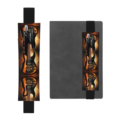 Leder Stifthalter Lesezeichen LLKGOT Instrumentalgitarre Druck für Hardcover Journals, Tagebücher, Planer - Verstellbarer Riemen Band Tasche von LLKGOT