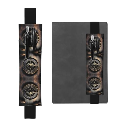 Leder Stifthalter Lesezeichen LLKGOT Magisches Design nordische Runen Kompass Druck für Hardcover Journals, Tagebücher, Planer - Verstellbarer Riemen Band Tasche von LLKGOT