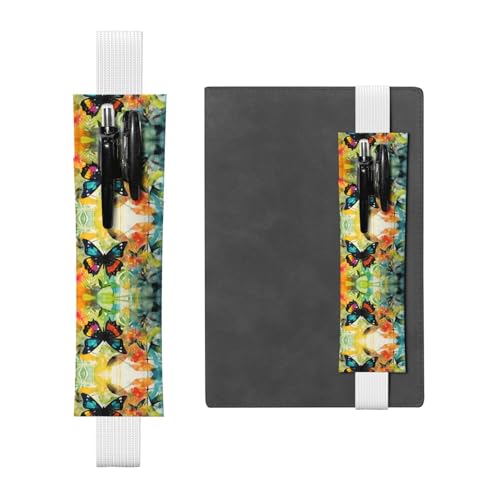 Leder Stifthalter Lesezeichen LLKGOT Öl auf Leinwand Schmetterling Druck für Hardcover Journals, Tagebücher, Planer - Verstellbarer Riemen Band Tasche von LLKGOT