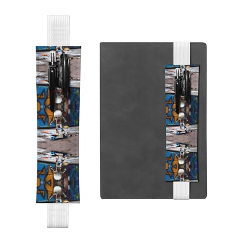Leder Stifthalter Lesezeichen LLKGOT Puppet auf Skateboard-Druck für Hardcover Tagebücher, Planer - Verstellbarer Riemen Band Tasche von LLKGOT