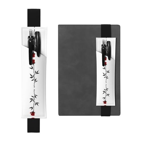 Leder Stifthalter Lesezeichen LLKGOT Rose mit Dornen Druck für Hardcover Journals, Tagebücher, Planer - Verstellbarer Riemen Band Tasche von LLKGOT