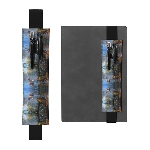 Leder Stifthalter Lesezeichen LLKGOT Stockente Schwimmen Druck für Hardcover Journals, Tagebücher, Planer - Verstellbarer Riemen Band Tasche von LLKGOT
