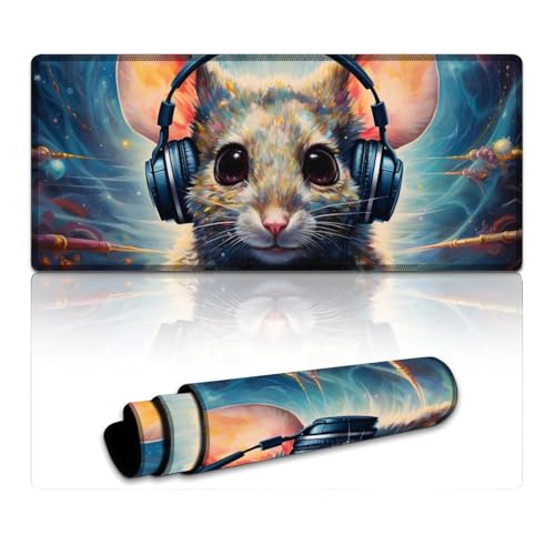 Art Animal Mouse Gaming Mauspad, waschbares Mauspad (XXXL 40x90x0,3cm), Tischunterlage verbessert Präzision und Geschwindigkeit, Gummiunterseite für stabilen Halt von LLONGKT