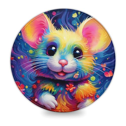 Art Animal Mouse Gaming Rundes Mauspad (8 Zoll) Computer-Mauspad mit Rutschfester Unterseite aus Naturkautschuk für Gamer/Desktop/Büro/Zuhause von LLONGKT