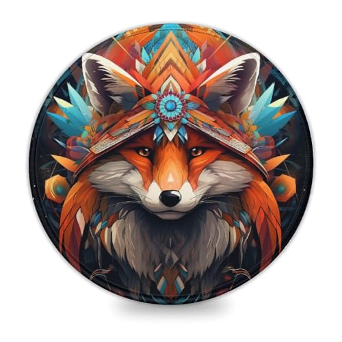 Buntes Art Fox Gaming-Mauspad, rund, 20,3 cm, mit Rutschfester Unterseite, für Laptop, Computer, PC, Büro, süßes Design, Schreibtischzubehör Buntes Art Fox Gaming-Mauspad, rund, 20,3 cm, mit Rutschfester Unterseite, für Laptop, Computer, PC, Büro, süßes Design, Schreibtischzubehör von LLONGKT