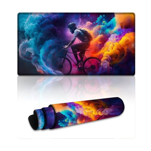 Buntes Fahrrad-Mauspad, wasserdicht, Mauspad (XXL 40 x 75 x 0,3 cm), Tischunterlage für Laptop, Computer, PC, Büro, süßes Design, Schreibtischzubehör von LLONGKT