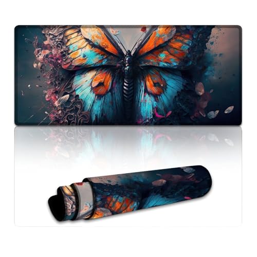 Buntes Schmetterlings-Gaming-Mauspad,erweitertes Mauspad 40x90cm,Schreibtischunterlage mit weicher,glatter Oberfläche und rutschfester Gummiunterseite für Gamer,Büro und Schreibtischdekoration Buntes Schmetterlings-Gaming-Mauspad,erweitertes Mauspad 40x90cm,Schreibtischunterlage mit weicher,glatter Oberfläche und rutschfester Gummiunterseite für Gamer,Büro und Schreibtischdekoration von LLONGKT
