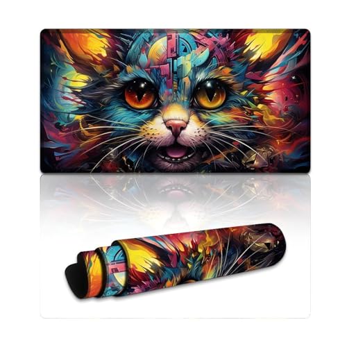 Buntes psychedelisches Mauspad für Gaming-Maus,waschbare Mausmatte (40x75cm),Mäusepad mit weicher,glatter Oberfläche und rutschfester Gummiunterseite für Gamer,Büro und Schreibtischdekoration zu Hause von LLONGKT