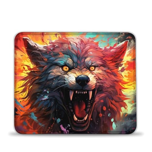 Color Fantasy Violent Wolf Mauspad 20x24cm Mauspad Schreibtischunterlage mit Rutschfester Gummiunterseite, kompatibel mit Laser- und optischen Mäusen Color Fantasy Violent Wolf Mauspad 20x24cm Mauspad Schreibtischunterlage mit Rutschfester Gummiunterseite, kompatibel mit Laser- und optischen Mäusen von LLONGKT