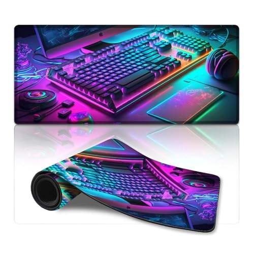 Computer-Mauspad, Gaming-Controller, waschbares Mauspad, Schreibtischunterlage mit Rutschfester Unterseite, wasserdichtes, langlebiges Design (40 x 90 cm) von LLONGKT
