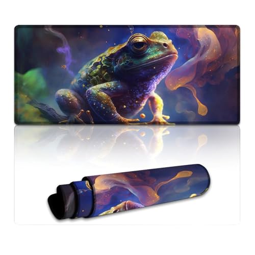 Fantasy Frog Gaming-Mauspad, genähte Kanten, Mauspad (40 x 90 x 0,3 cm), Schreibtischunterlage, rutschfest, für Laptop, Homeoffice, Dekorationszubehör von LLONGKT