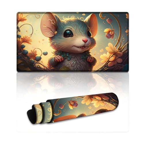 Fantasy Mouse Mauspad, genähte Kanten, Mauspad (XXL 40 x 75 x 0,3 cm), Tastaturpad mit Rutschfester Gummiunterseite, erweitert für Büro und Zuhause von LLONGKT