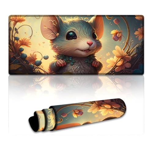 Fantasy Mouse Mauspad, großes Gaming-Mauspad (XXXL 40 x 90 x 0,3 cm), Tastaturpad, rutschfeste Unterseite, wasserdicht und schmutzabweisend, geeignet für PC, Laptop von LLONGKT