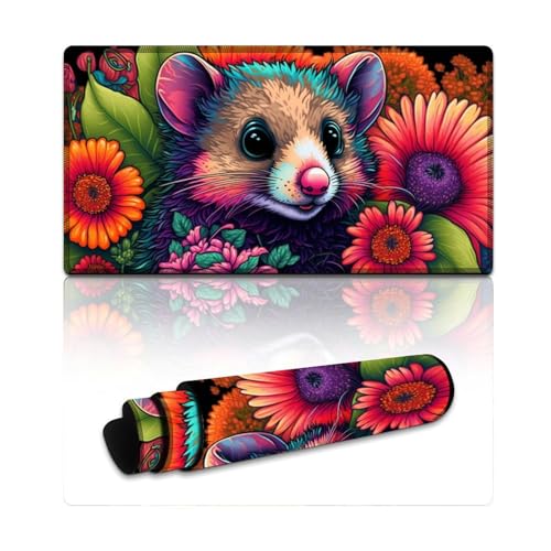 Fantasy Mouse Mousepad, extra großes Mauspad (40 x 75 x 0,3 cm), großes Schreibtischpad mit genähten Kanten, rutschfestes Gummi, wasserdicht und langlebig für Zuhause, Büro, Gaming von LLONGKT