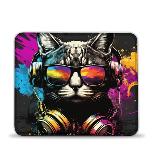 Gaming-Mauspad,Katze mit Kopfhörern,Schreibtischunterlage mit Rutschfester Gummiunterseite,leichtes Gleiten,spritzwassergeschützte Oberfläche,langlebige Materialien,modernen Design 20x24cm Gaming-Mauspad,Katze mit Kopfhörern,Schreibtischunterlage mit Rutschfester Gummiunterseite,leichtes Gleiten,spritzwassergeschützte Oberfläche,langlebige Materialien,modernen Design 20x24cm von LLONGKT