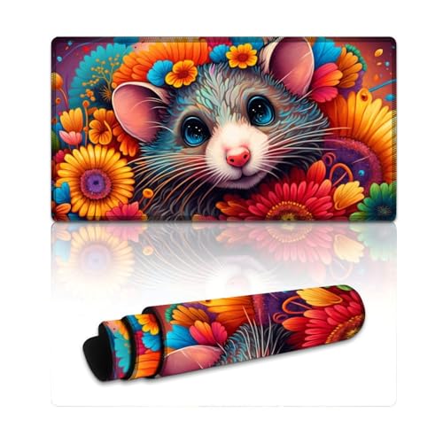 Gaming-Mauspad Fantasy Mouse XXL-Mauspad (40 x 75 x 0,3 cm), große Schreibtischunterlage, hochwertig strukturiert, rutschfest und wasserdicht, genähte Kanten für Gaming, Büro und Zuhause von LLONGKT