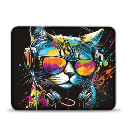 Gaming-Mauspad Katze mit Kopfhörern 25x30cm Mauspad für Computer, Büro-Schreibtischzubehör, süßes Schreibtischzubehör, lustiges Geschenk für Kollegen Gaming-Mauspad Katze mit Kopfhörern 25x30cm Mauspad für Computer, Büro-Schreibtischzubehör, süßes Schreibtischzubehör, lustiges Geschenk für Kollegen von LLONGKT