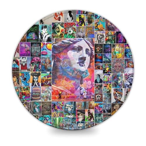 Graffiti Art Gaming Rundes Mauspad (8 Zoll) Gaming-Mauspad mit Rutschfester Unterseite aus Naturkautschuk für Gamer/Desktop/Büro/Zuhause von LLONGKT