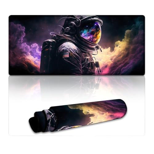 LLONGKT Astronaut Gaming-Mauspad, erweitertes XXXL-Mauspad (40 x 90 x 0,3 cm), Schreibtischunterlage, Moderate Oberflächenreibung, rutschfestes Mauspad, Gaming-Zubehör für Mac und PC von LLONGKT