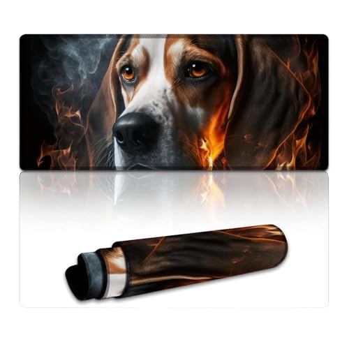 LLONGKT Beagle Gaming-Mauspad, wasserdicht, (XXXL, 40 x 90 x 0,3 cm), Mäusepad mit weicher, glatter Oberfläche und Rutschfester Gummiunterseite für Gamer, Büro und Schreibtischdekoration zu Hause von LLONGKT