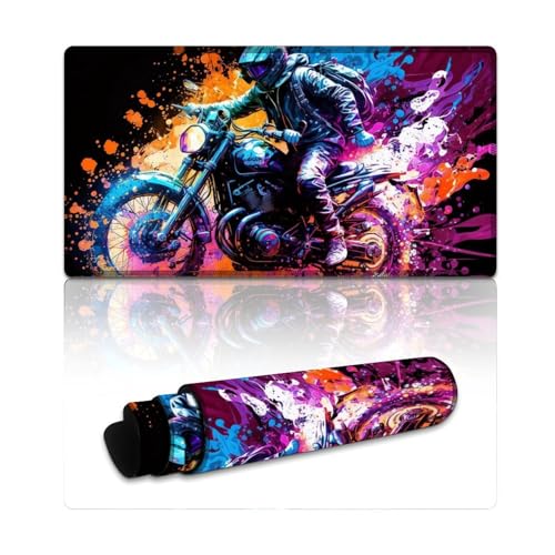 LLONGKT Buntes Fahrrad-Mauspad, XXL-Mauspad (40 x 75 x 0,3 cm), große Schreibtischunterlage mit Rutschfester Gummiunterseite, geeignet für Computer, Büro und Zuhause von LLONGKT