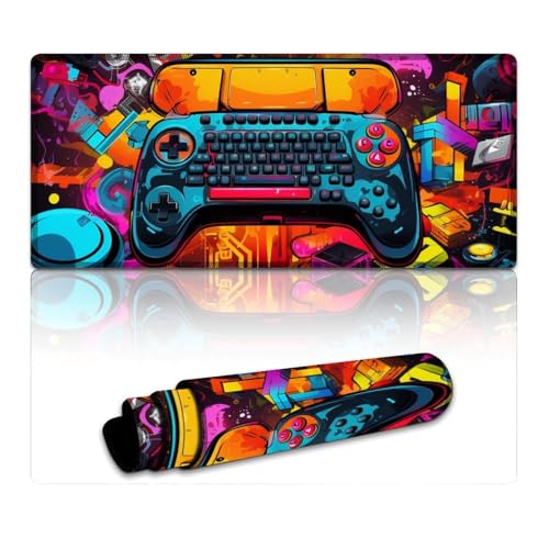 LLONGKT Buntes Gamepad-Gaming-Mauspad, erweitertes Mauspad (40 x 90 x 0,3 cm), Tastaturpad für Laptop, Computer und PC, Gamer, Büro und Zuhause von LLONGKT