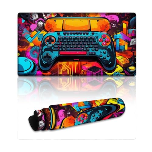 LLONGKT Buntes Gamepad-Gaming-Mauspad, waschbares Mauspad (40 x 75 x 0,3 cm), Tischpad, rutschfeste Gummi- und wasserdichte Oberfläche für PC, Laptop, Schreibtisch von LLONGKT